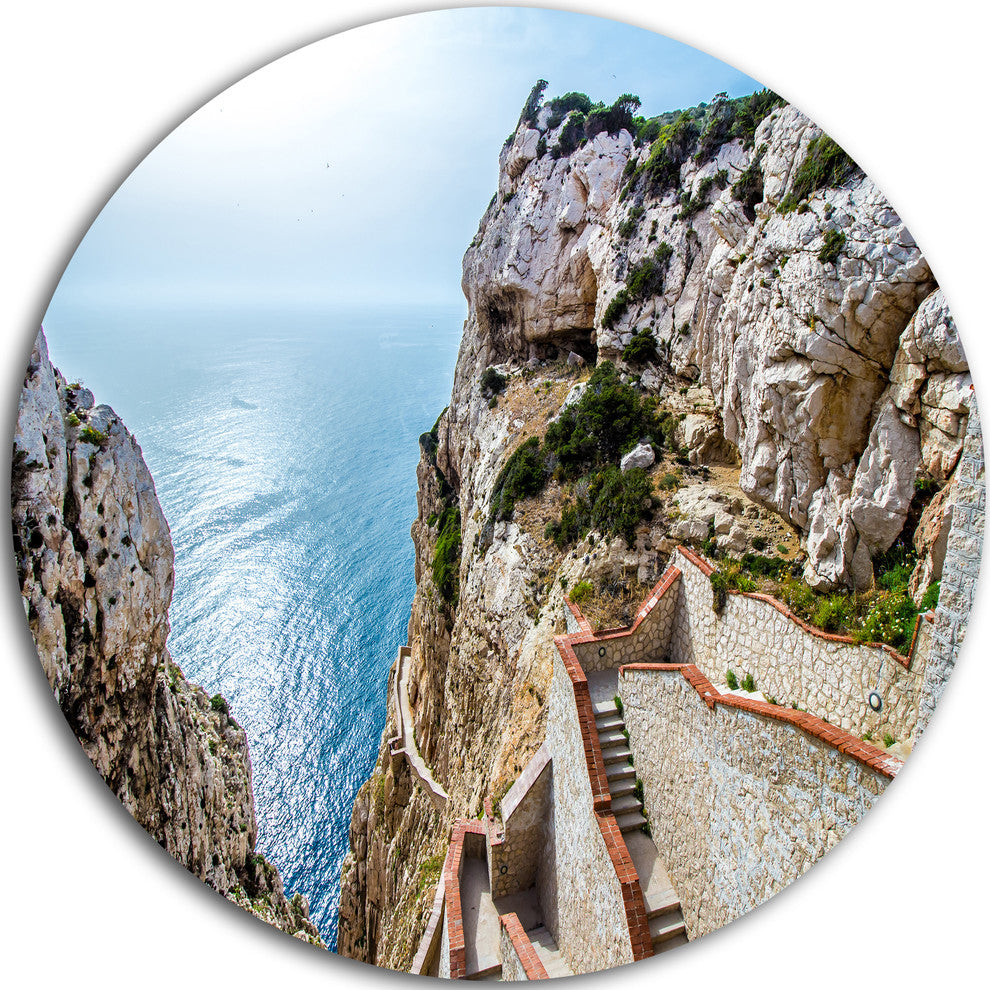 Stairway To Neptune'S Grotto, Seashore Disc Metal Artwork, 23"