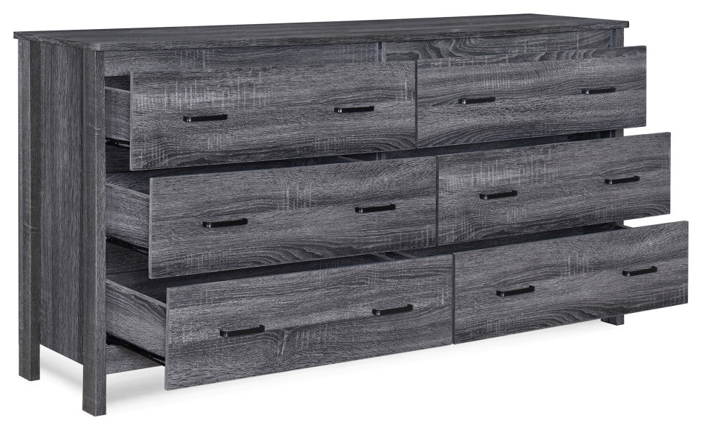 Titeca Contemporary 4 Piece Dresser and Nightstand Set, Sonoma Grey Oak
