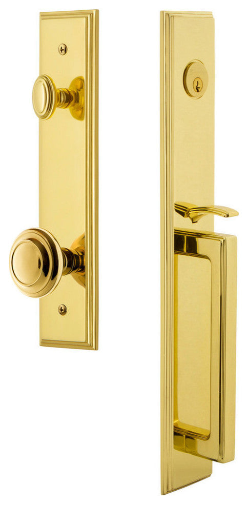 Carre' 1-Piece Dummy Handleset, D Grip and Circulaire, Lifetime Brass, 848977