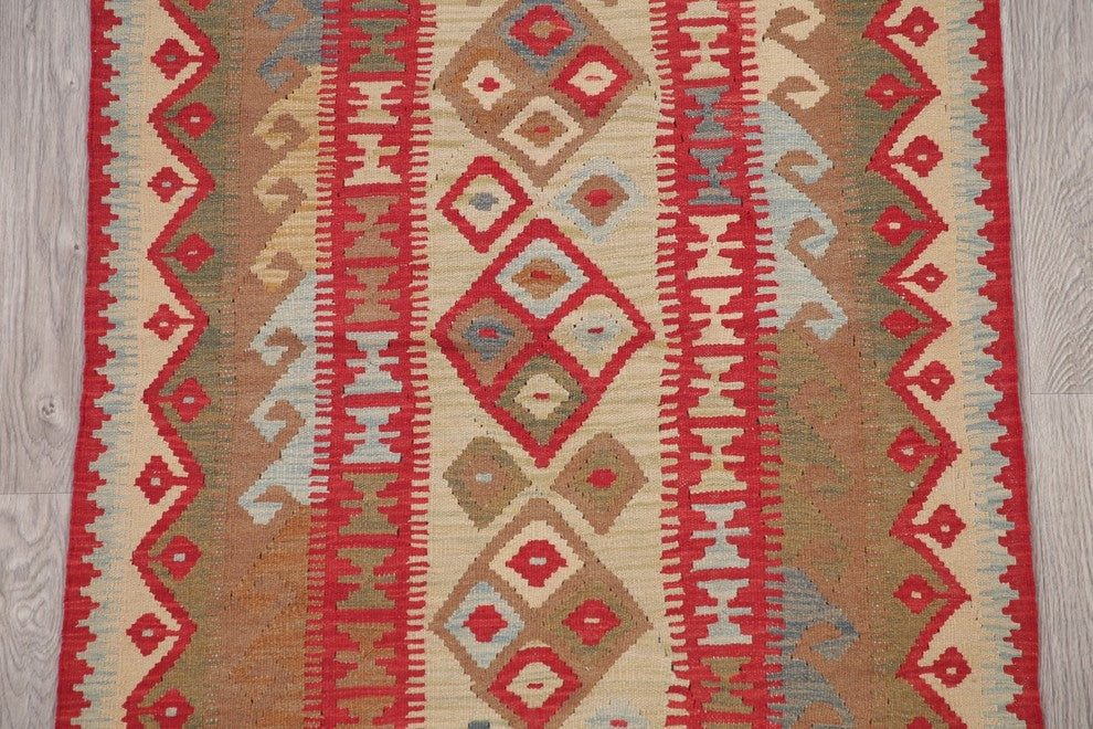 Pure Wool Turkish Flat-Woven Oriental Kilim Traditional Area Rug, 5'0"X3'3"