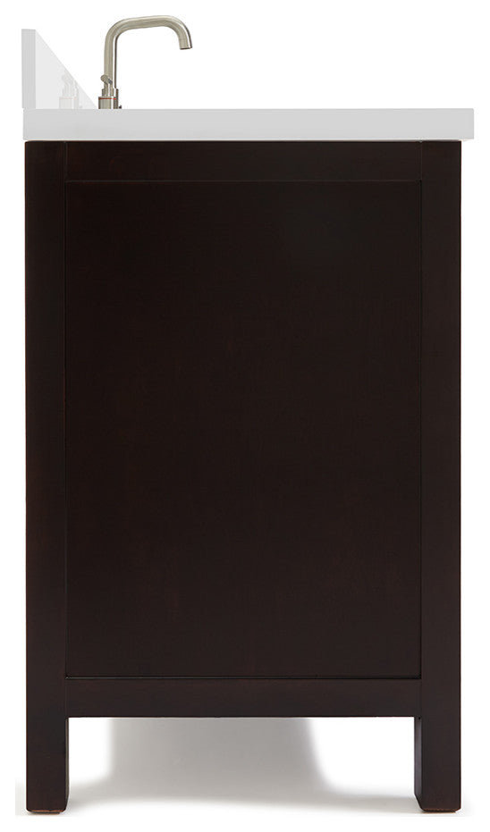 ARIEL Cambridge 61" Single Oval Sink Bathroom Vanity Espresso With Quartz Top