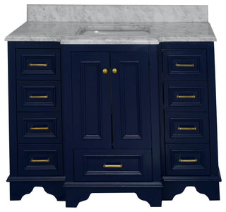 Nantucket 48" Bathroom Vanity, Royal Blue, Carrara Marble