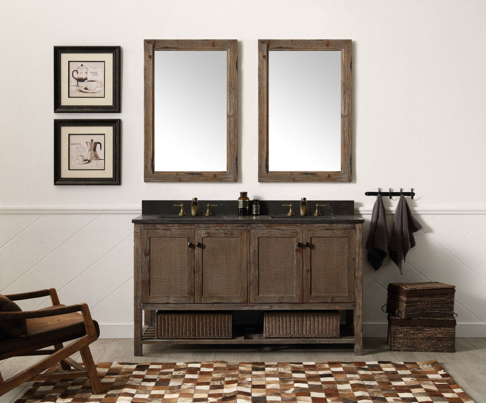 Legion Furniture Double Sink Vanity, Rustic Brown, 60"