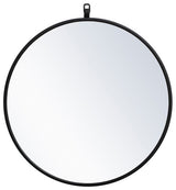 Elegant Rowan Metal Frame Round Mirror With Decorative Hook 21" MR4721BK - Black