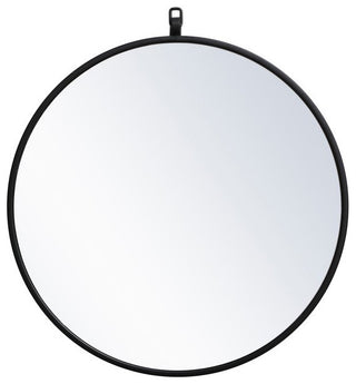 Elegant Rowan Metal Frame Round Mirror With Decorative Hook 21" MR4721BK - Black