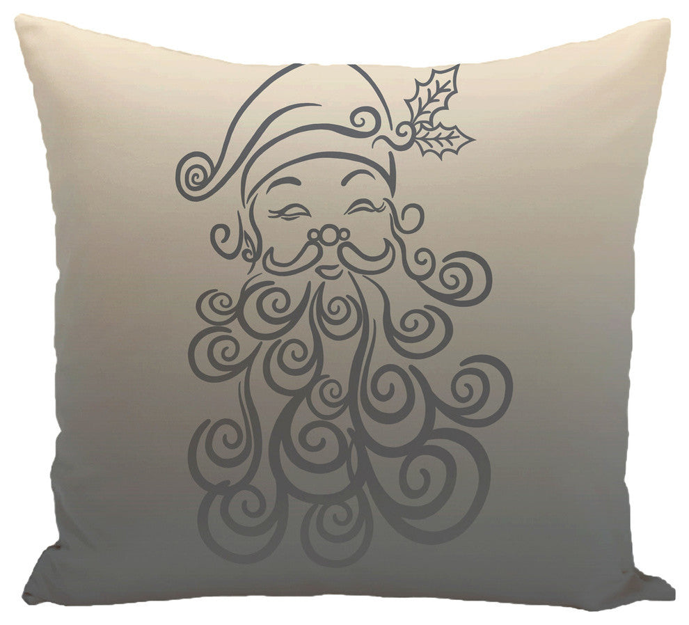 Santa Baby, Decorative Holiday Ombre Print Pillow, Gray, 16"x16"