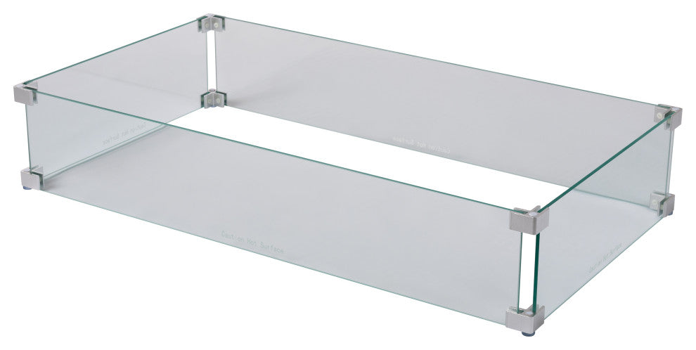 Tempered Glass Wind Guard For Rectangular Fire Pits
