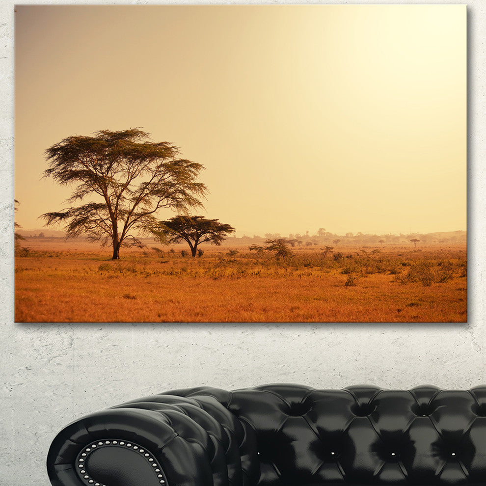 Trees in Large African Landscape, African Landscape Canvas Art Print, 40"x30"