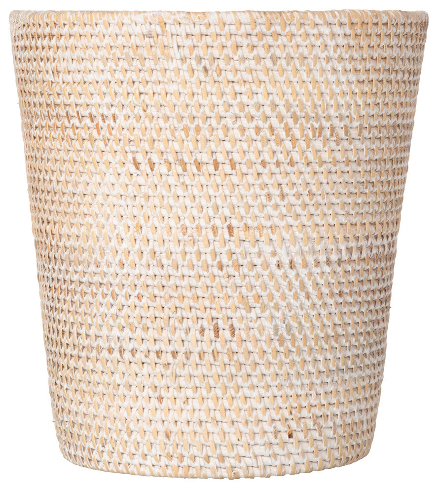 Loma Round Rattan Paper Waste Basket, Latte