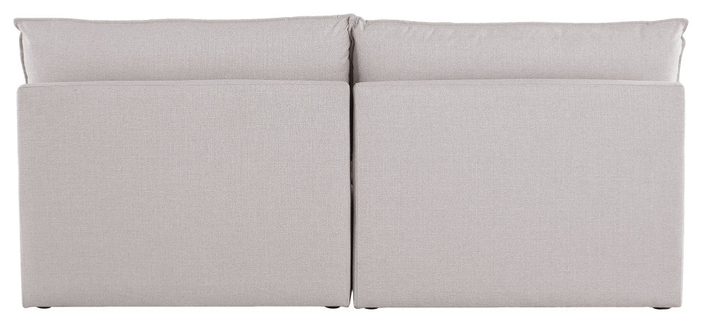 Mackenzie Linen Textured Fabric Upholstered 2-Piece Modular Sofa, Beige