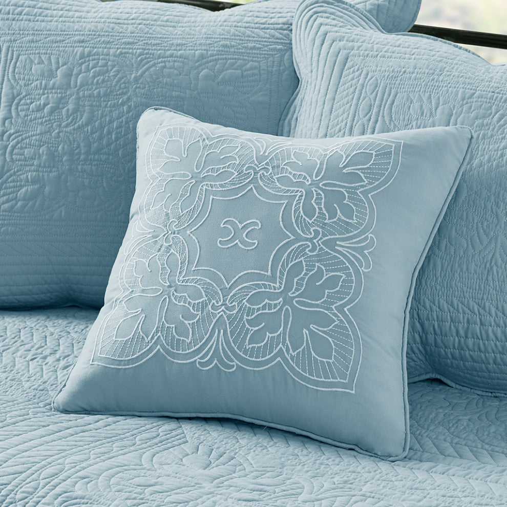 Madison Park Tuscany 6 Piece Reversible Scalloped Edge Daybed Cover Set, Blue