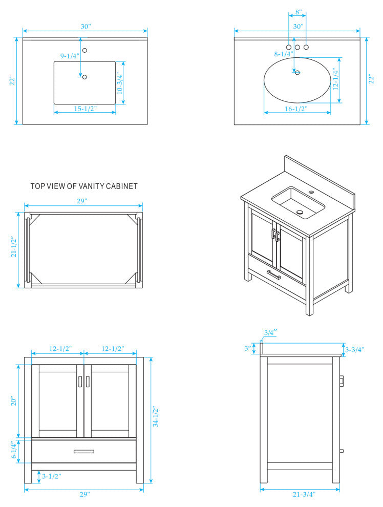 Wyndham WCS141430SWHCMUNSM24 Vanity White + Square Sink and Carrera Marble Top