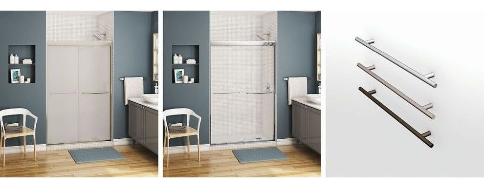 MAAX Kameleon Semi-frameless Shower Door with Clear Glass, Brushed Nickel