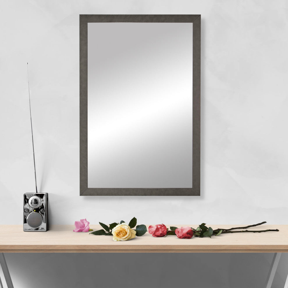 Galveston Framed Wall Mirror, Pewter, 20"x60"