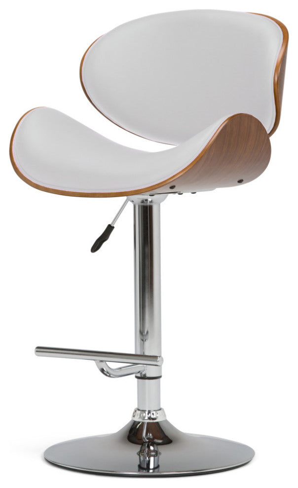 Marana Bentwood Adjustable Swivel Bar Stool, White