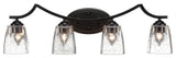 Zilo 4 Light Bath Bar, Matte Black Finish, 4.5" Clear Bubble Glass