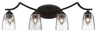Zilo 4 Light Bath Bar, Matte Black Finish, 4.5" Clear Bubble Glass