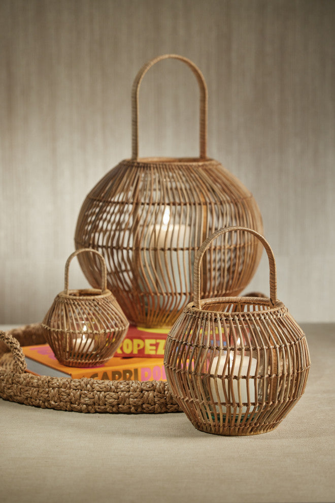 Teramo Rattan Woven Decorative Lantern, Large