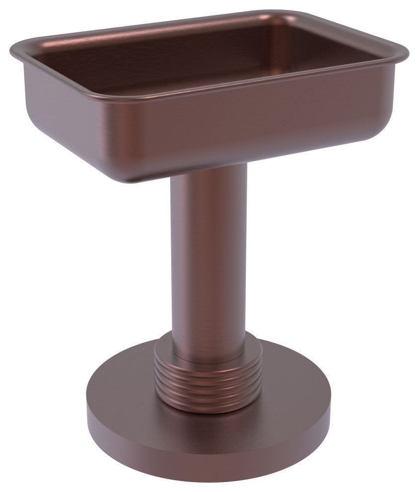 Vanity Top Soap Dish with Groovy Accents, Antique Copper