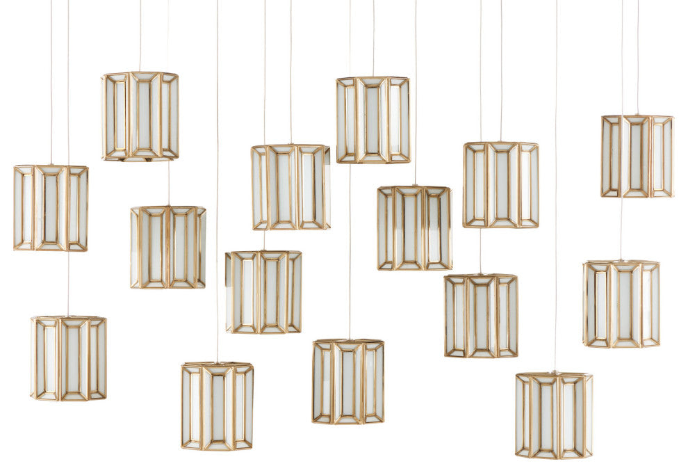 Daze Multi-Drop Pendant, Rectangular 15-Light