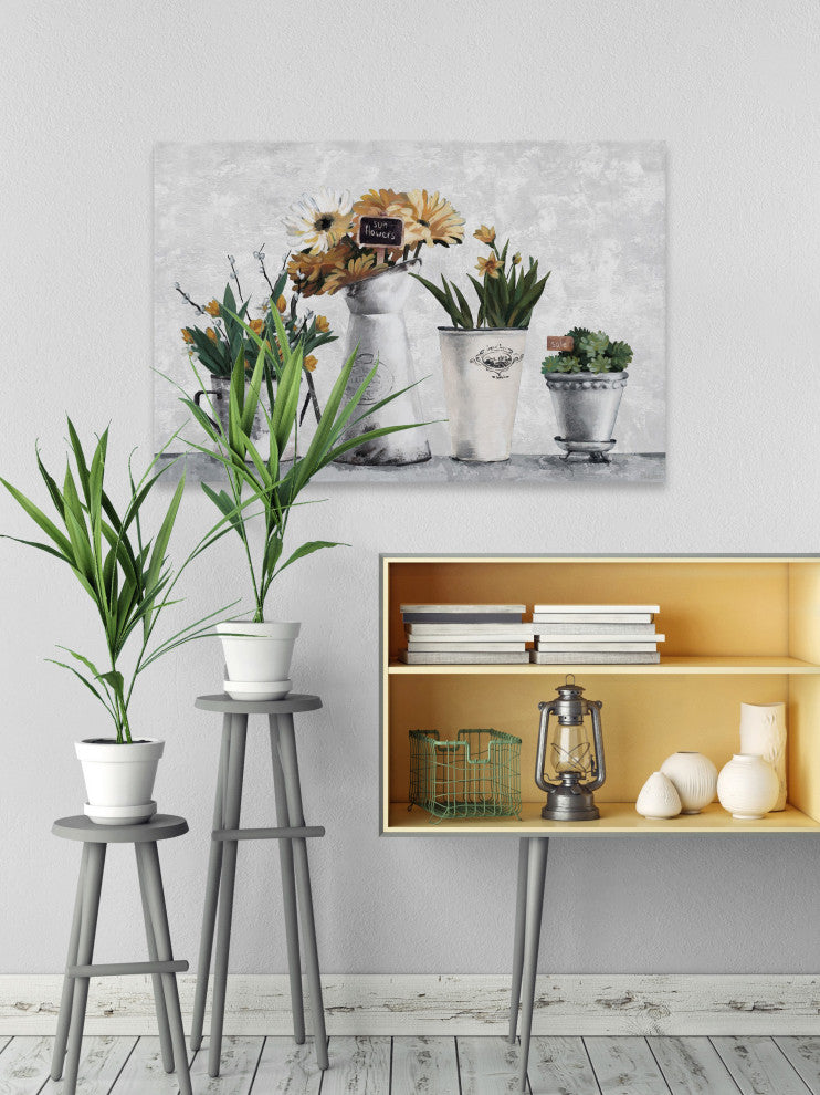 "Growing Sunflowers" Painting Print on Wrapped Canvas