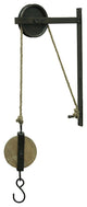 Rustic Vintage Style Metal and Wood Pulley and Hook Wall Hanging