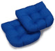 19" U-Shaped Twill Tufted Dining Chair Cushion, Set of 2, Royal Blue