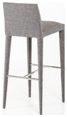 HomeRoots 38" Grey Fabric and Metal Bar Stool