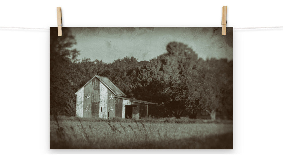 Patriotic Barn in Field Landscape Photo Unframed Wall Art Print, 12" X 18"