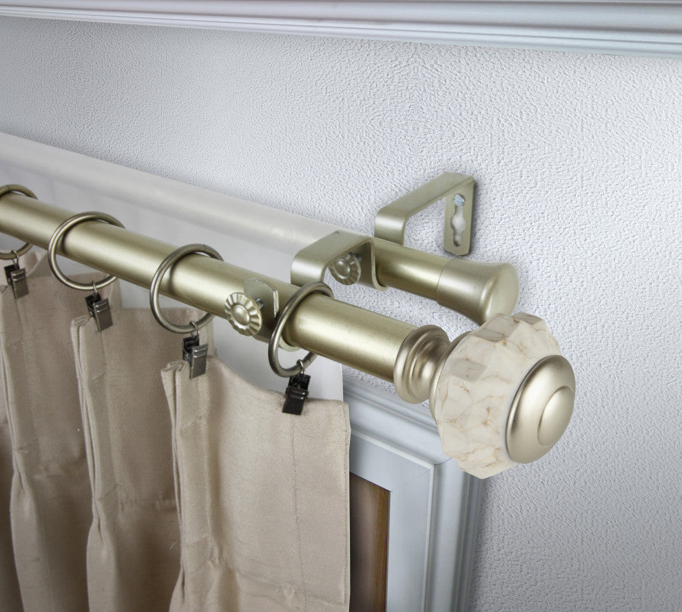 Jade 1" Diameter Double Curtain Rod, Gold, 66-120"