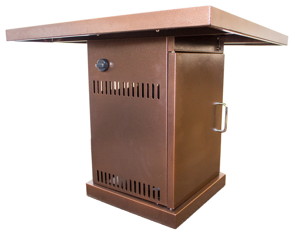 AZ Patio Heaters Hammered Bronze 30" Square LP Fire Pit Table