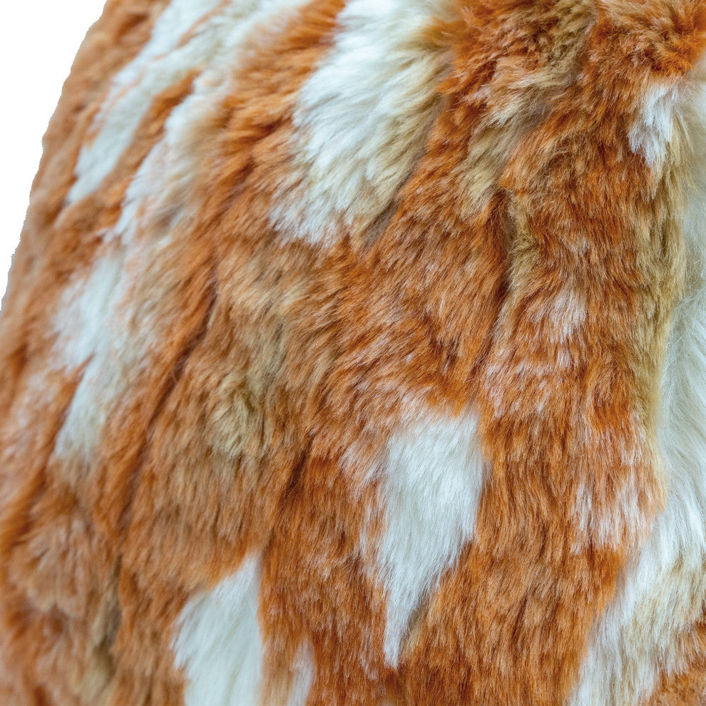 Jacquard Faux Fur Bed Rest NEED ASSEMBLY, 20" x 18" x 17", Burnt Orange