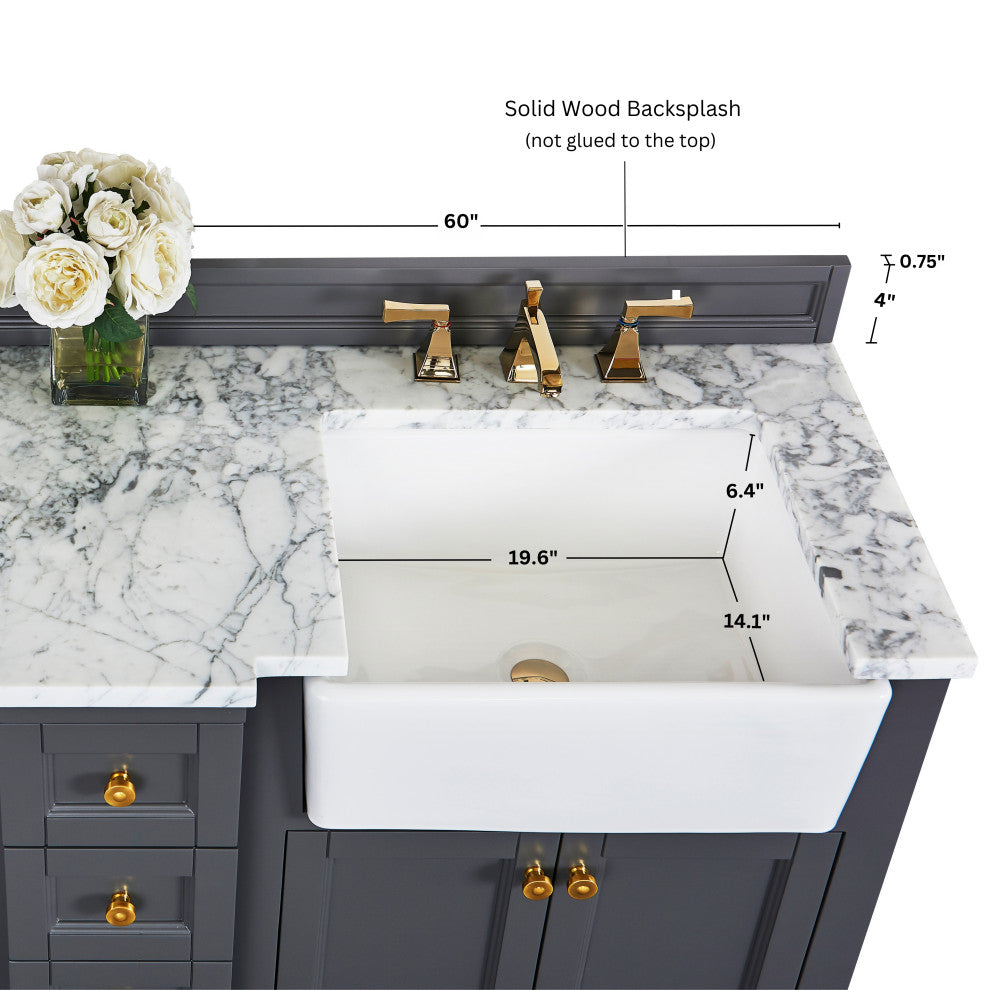 Adeline Vanity Set, Sapphire Gray, 60", Double Sink