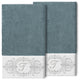 Linum Home Turkish Cotton Monica 2-Piece Embellished Bath Towel Set, Teal