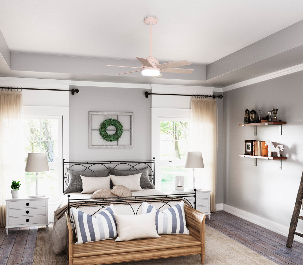 Hunter 44" Pacer Blush Pink Ceiling Fan With LED Light and Remote
