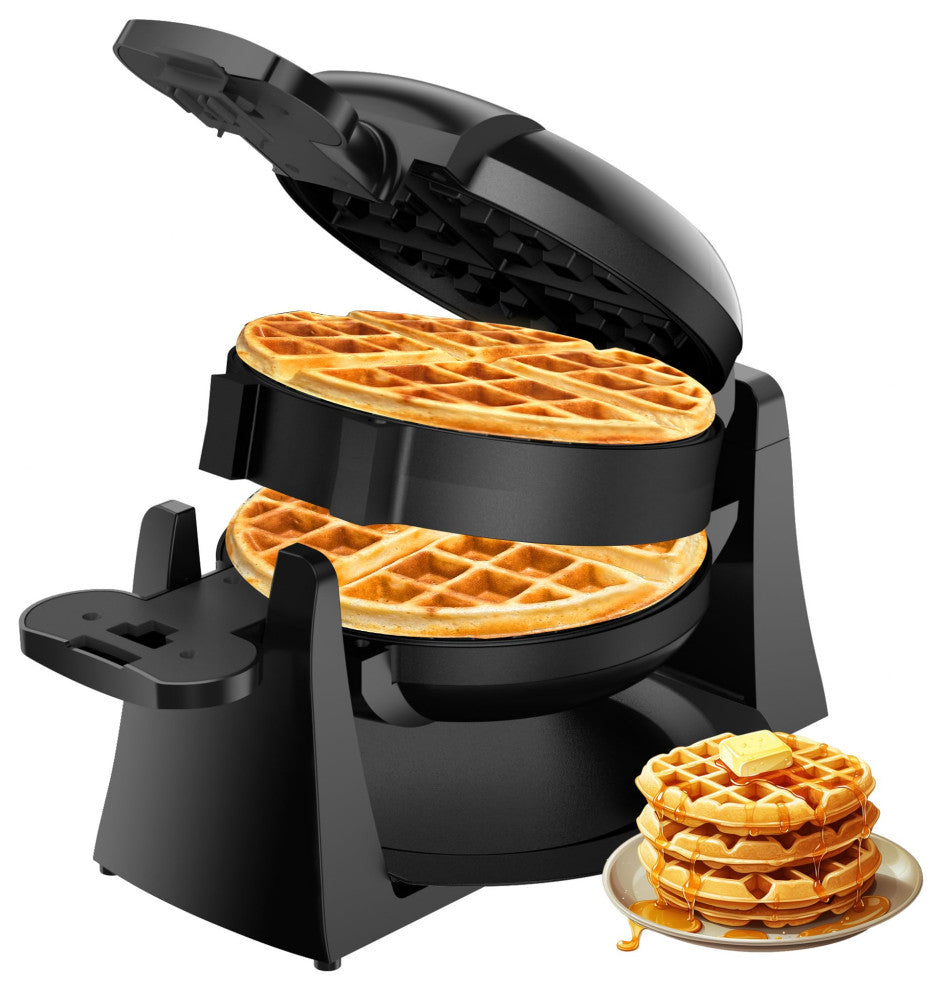 Waffle Maker, 1400W Double Belgian Waffle Iron 180Â° Flip, 8 Slices, Rotating.