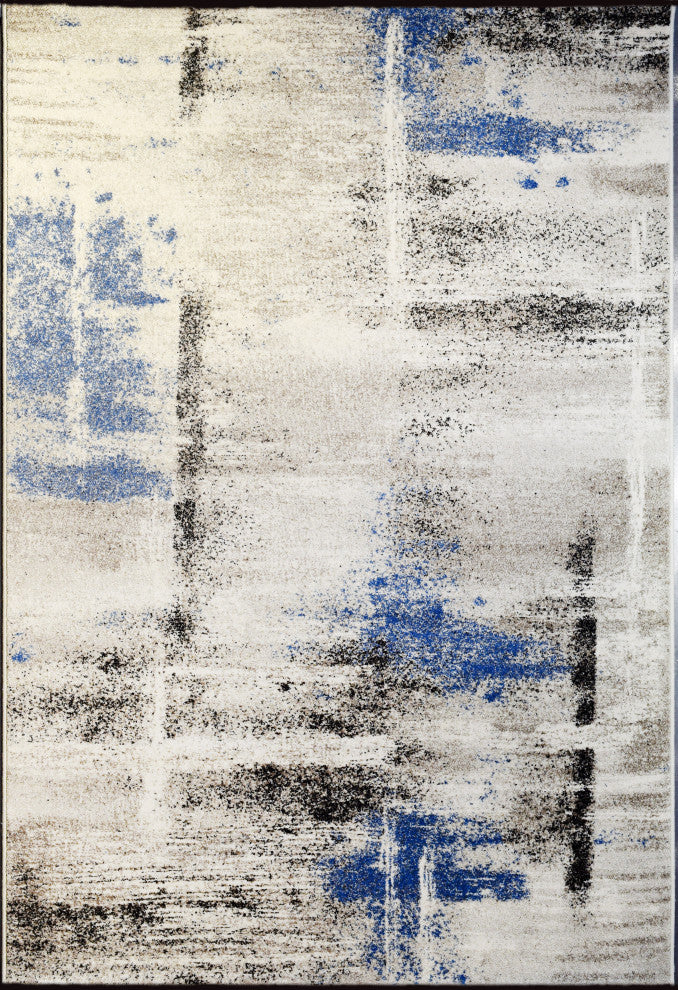 Infinity Area Rug, Ivory and Blue, 3'11"x5'7"