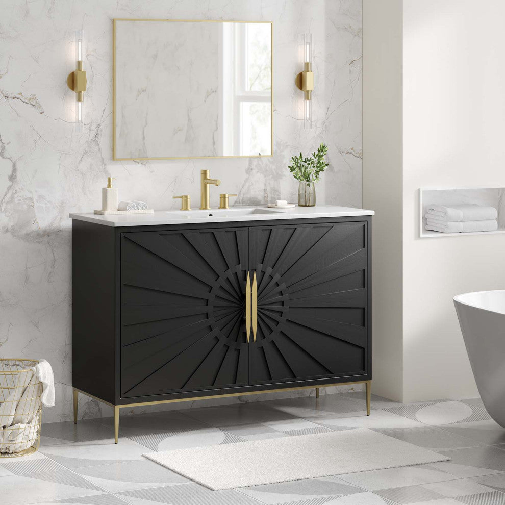 Awaken 48" Bathroom Vanity, White Black