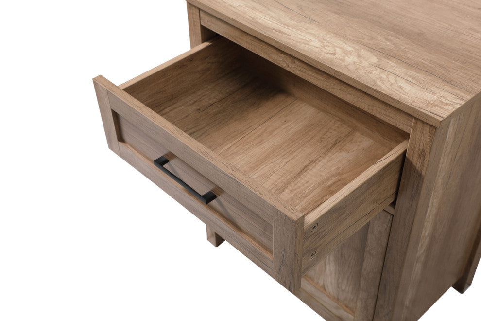 24" Wide Bathroom Storage Freestanding Cabinet, Natural Oak