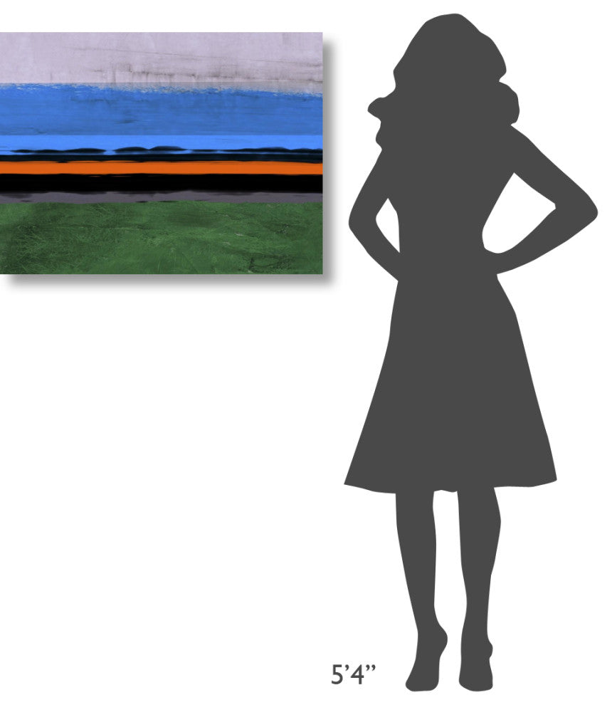 "Abstract Stripe Theme Orange And Blue" Fine Art Print