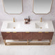 Mahon Bath Vanity, Stone Top, Brushed Gold Base, 72", Double Vanity, No Mirror