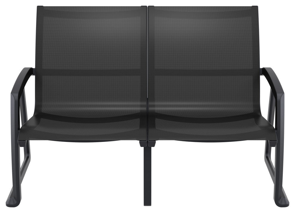 Pacific LoveSeat With Arms Frame Sling, Black
