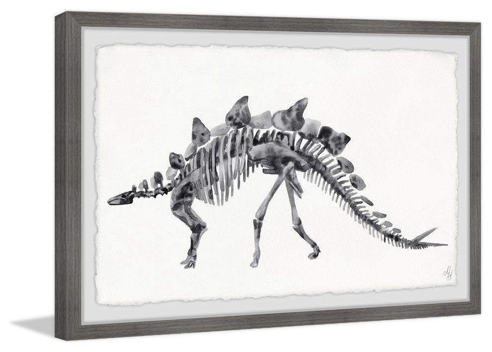 "Big Stegosaurus Skeleton" Framed Painting Print, 30"x20"