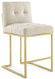 Beige Fabric Counter Stool, Heidi Giselle Gold Counter Stool, Luxe Glam Tufted