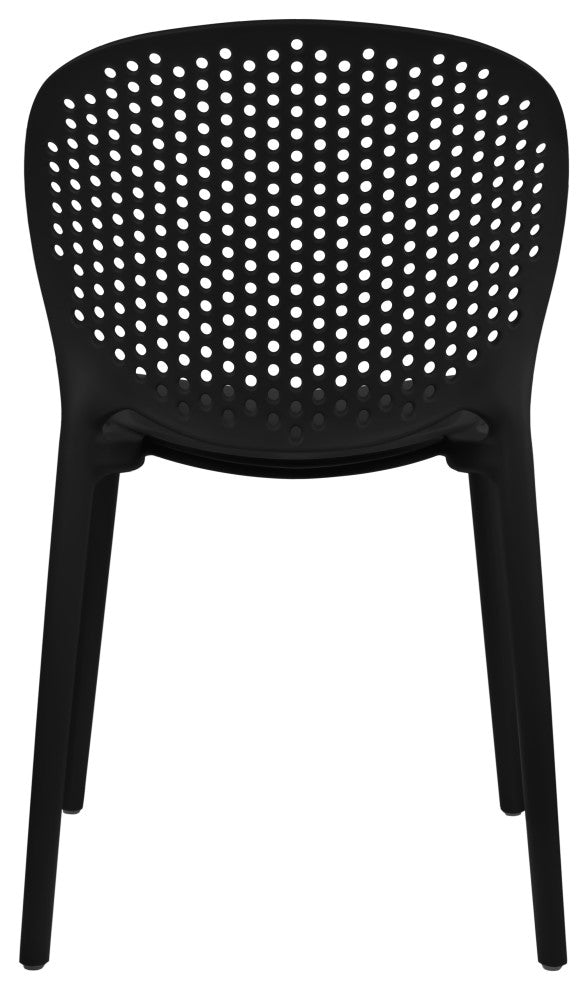 Stackable Plastic Armless Side Dining Chairs Fully Assembled Set of 2, Black