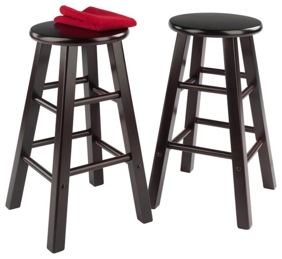 Winsome Element 24" Solid Wood Counter Stool in Espresso (Set of 2)