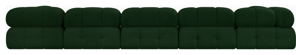 Ames Boucle Fabric U-Shaped Modular Sectional, Green, 7-Piece: 5 Armless Chair, 2 Corner Chair - A