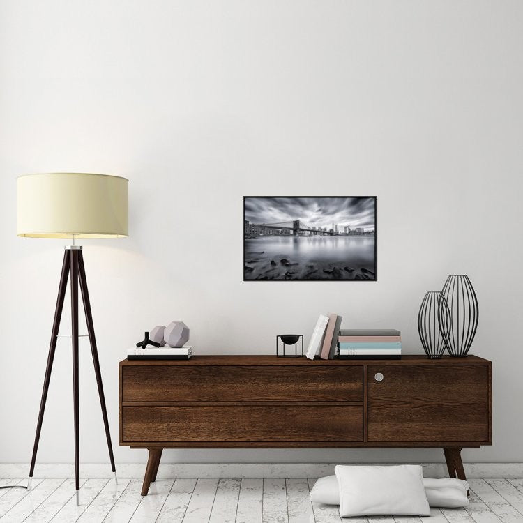 "Brooklyn Bridge" Framed Canvas Giclee by Javier De La, 31x20"