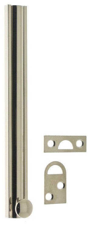 Genuine Solid Brass 8" Surface Bolt, Bright Nickel