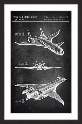 "Airplane Design Plans" Framed Painting Print, 20"x30"